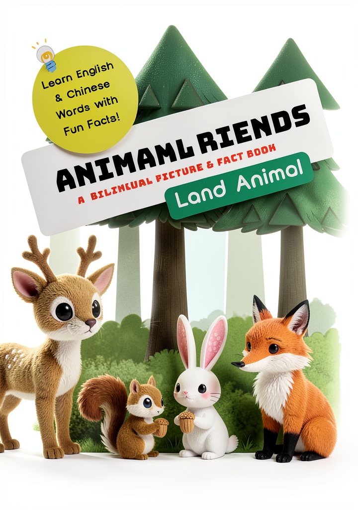 Installing Bilingual Book Animal Friends Chinese English Kids 100 Pages on a wooden desk