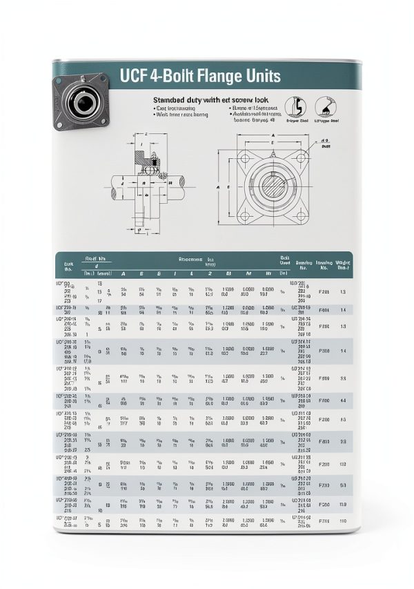 UCF212-36 RITZ Industrial 4 Bolt Self Align Iron Base Flange Bearing-2
